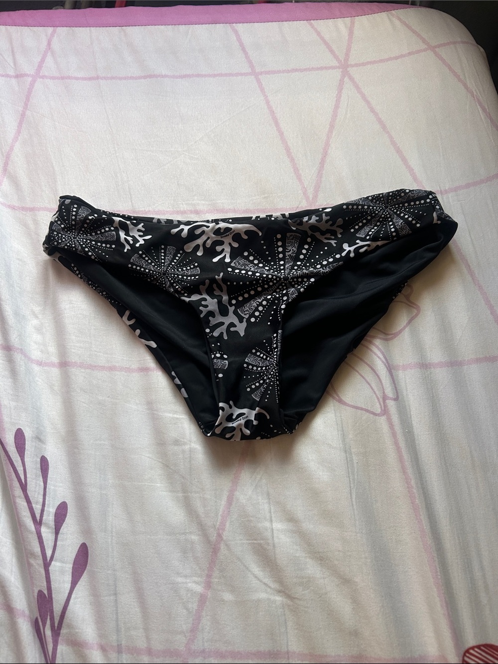 Black Printed Bikini Bottom — Sleek Sea Star Design